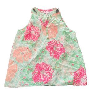 Lilly Pulitzer Sleeveless Blouse Women's Size Large Multicolor 100% Silk V-Neck